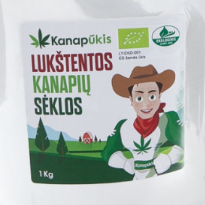 Lukštentų kanapių seklų etiketė