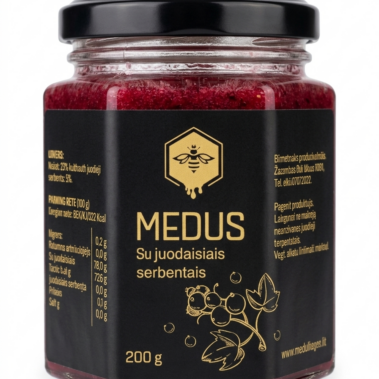 Medus su juodaisiais serbentais 200 g.
